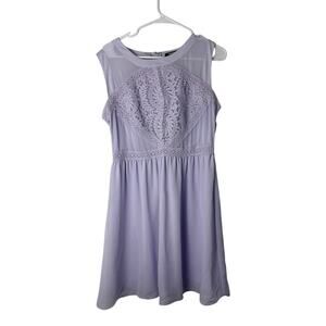 Gianni Bini Womens 10 Lavender Lace Bodice Fit & Flare Mini Dress